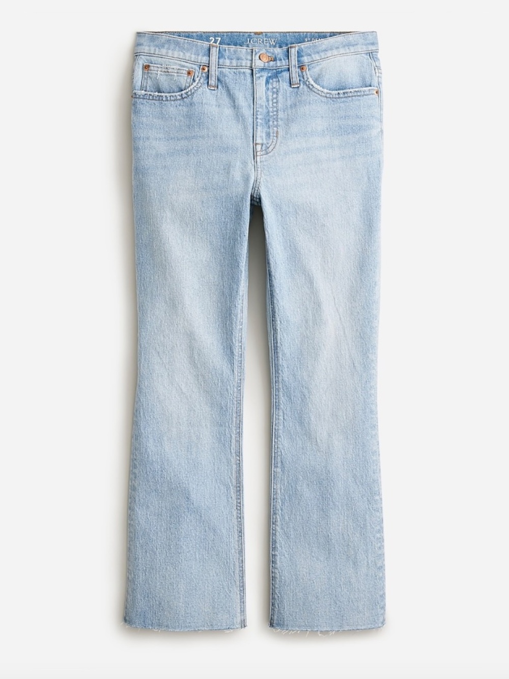 Jcrew 9" demi-boot crop kick flair jean in Catina wash sz 26